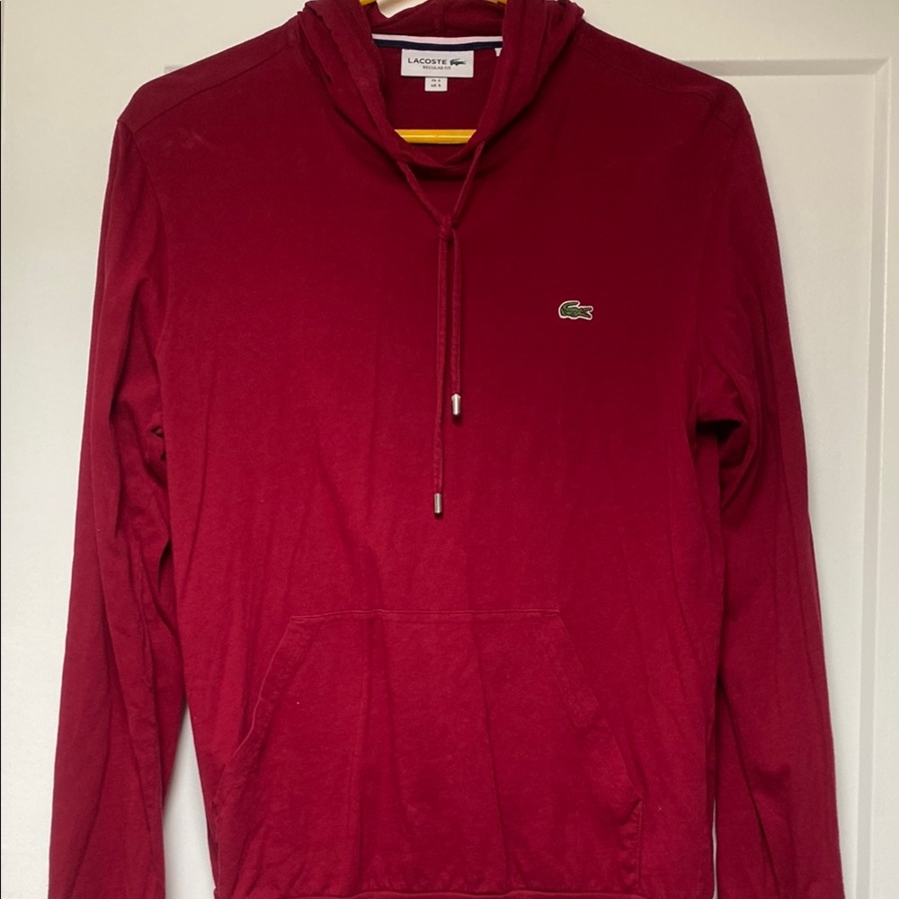 Lacoste Red Hoodie lightweight, T-shirt material